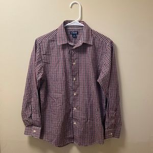 Chaps Large  14-16 Red/ Black/ White Button down shirt.